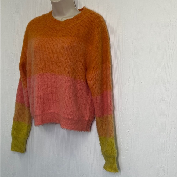 Free People - Autumn Sky Ombre Color Block Wool Blend Long Sleeve Sweater Size S - Picture 4 of 7